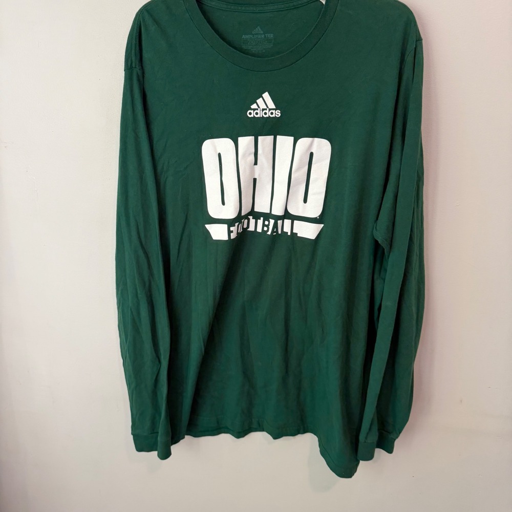 Adidas Mens Ohio Football Long‎ Sleeve Amplifier Tee Green 2XL EK0188